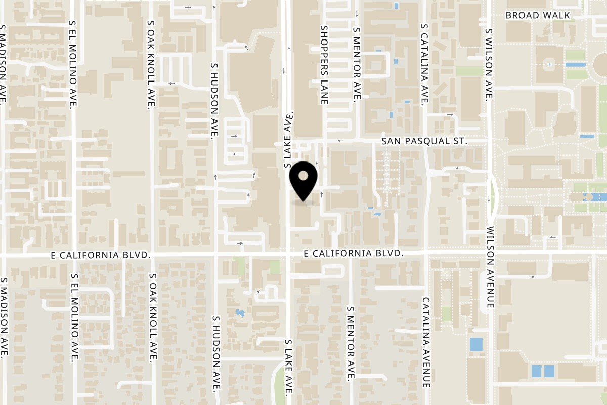 Map showing the location of Pillow Talk Cafe Pasadena on 526 S Lake Ave in Pasadena